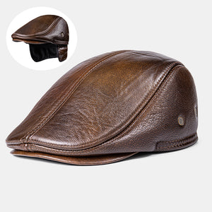 Genuine,Leather,Thickness,Cotton,Windproof,Protection,Forward,Beret