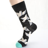 Tulips,Birds,Flowers,Illustration,Fashion,Socks,Harajuku,Cotton,Men's,Socks