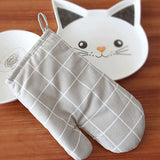 Kitchen,Resistant,Cloth,Plaid,Pattern,Printed,Baking,Insulation,Glove