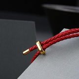 LUCKYME,Genuine,Leather,Bracelet,Steel,Buckle,Strap,Wristband,Women