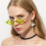 Unisex,Frameless,Metal,Small,Frame,Fashion,Street,Trend,Personality,Shape,Sunglasses