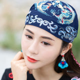 Women,Ethnic,Embroidery,Beanie,Vintage,Elastic,Breathable,Turban