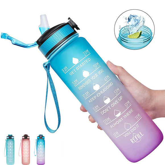 TRITAN,Fitness,Water,Bottle,Marker,Colorful,Gradient,Leakproof,Click,Water,Bottles