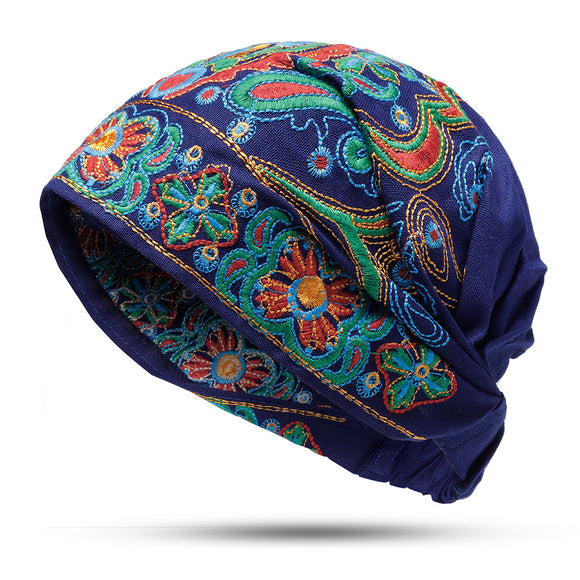 Women,Ethnic,Embroidery,Cotton,Beanie,Vintage,Elastic,Breathable,Turban