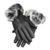 Women,Ladies,Rabbit,Artificial,Leather,Screen,Touch,Windproof,Gloves,Dacron,Linen,Mittens