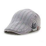 Unisex,Cotton,Embroidery,Stripe,Beret,Duckbill,Buckle,Visor,Cabbie,Women