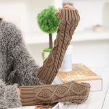 Women,Winter,Knitting,Fingerless,Sleeve,Gloves,Casual,Rhombic,Pattern,Gloves