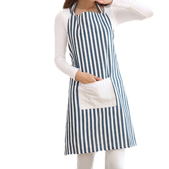 Honana,Adjustable,Large,Apron,Kitchen,Cooking,Woman,Stripe,Linen,Apron,Pocket