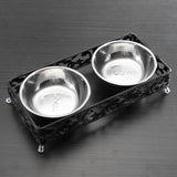 Double,Bowls,Stand,Feeder,Water,Stainless,Steel,Durable