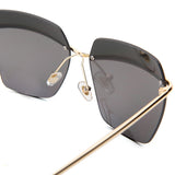 UV400,Women,Sunglasses,Rimless,Golden,Frame,Metal,Mercury,Square,Glasses