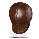 Collrown,First,Layer,Cowhide,Leather,Fashion,Beret,Beret,Earmuffs