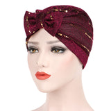 Women,Muslin,Studded,Breathable,Ethnic,Cotton,Beanie,Vintage,Elastic,Turban