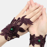 Women,Floral,Wristband,Decorated,Ethnic,Embroidered,Gloves,Wristband