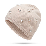 Women,Pearl,Knitted,Beanie