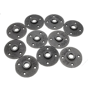 Malleable,Floor,Flange,Plates,Holes,Black,Pipes,Fittings,Industrial,Furniture,Mount,Decor"