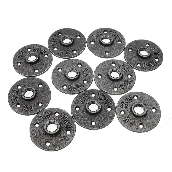 Malleable,Floor,Flange,Plates,Holes,Black,Pipes,Fittings,Industrial,Furniture,Mount,Decor
