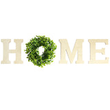 Unfinished,Wooden,Letters,Artificial,Boxwood,Wreath,Decoration