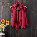 Women,Tassel,Cotton,Chinses,Style,Fashion,Scarf,Outdoor,Causal,Square,Scarves