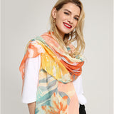 Women,Noble,Linen,Lightweight,Sunflower,Abstract,Painting,Scarf,Summer,Breathable,Flower,Shawl