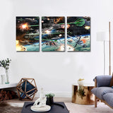 Miico,Painted,Three,Combination,Decorative,Paintings,Spaceship,Decoration