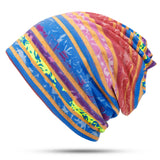 Women,Cotton,Earmuffs,Rainbow,Stripe,Beanie,Scarf,Outdoor,Double,Layers,Skullcap