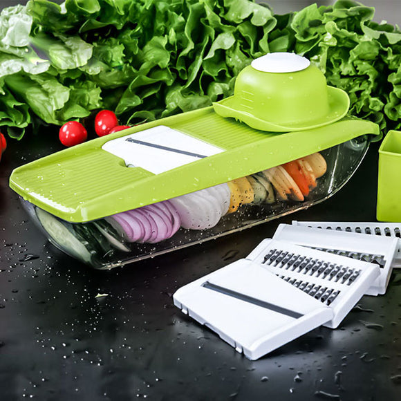 KCASA,Vegetable,Cutter,Container,Adjustable,Mandoline,Slicer,Interchangeable,Blades