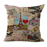 Paris,Eiffel,Tower,Printed,Pillow,Linen,Cushion,Cover