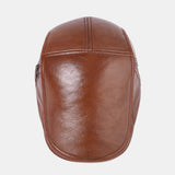 Winter,Adjustable,Genuine,Leather,Beret,Windproof,Outdoor,Layer,Leather,Trucker