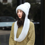 Women,Thicken,Siamese,Beanie,Scarf,Winter,Windproof,Earmuffs