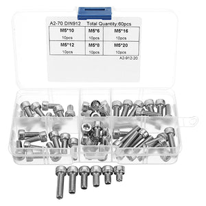 Suleve,M5SH1,60Pcs,Stainless,Steel,Socket,Screw,Allen,Assortment