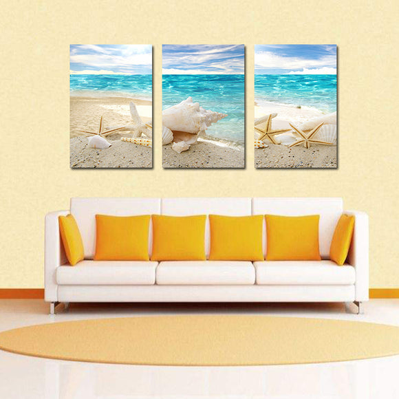 Miico,Painted,Three,Combination,Decorative,Paintings,Beach,Shell,Decoration