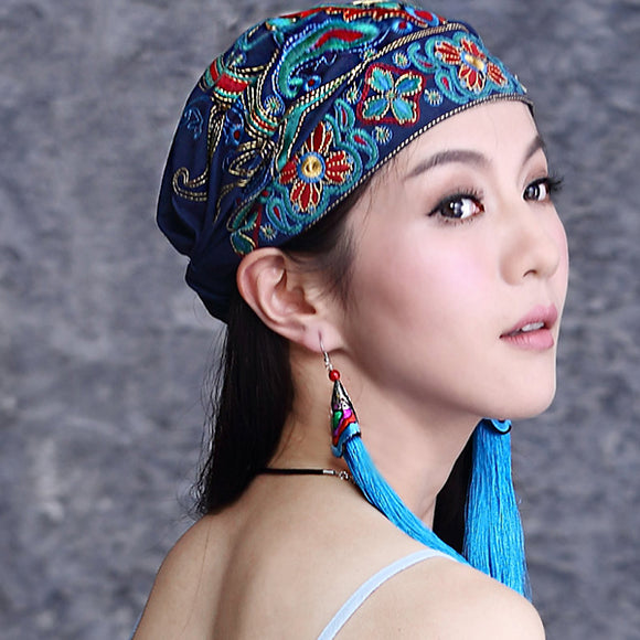 Women,Ethnic,Flowers,Embroidery,Beanie,Vintage,Bandanas,Original,Design