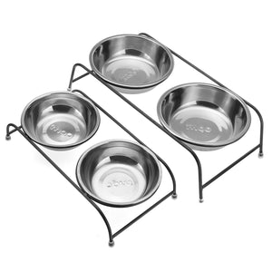 Double,Stand,Feeder,Water,Stainless,Steel,Durable