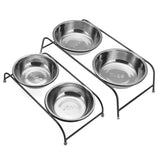 Double,Stand,Feeder,Water,Stainless,Steel,Durable