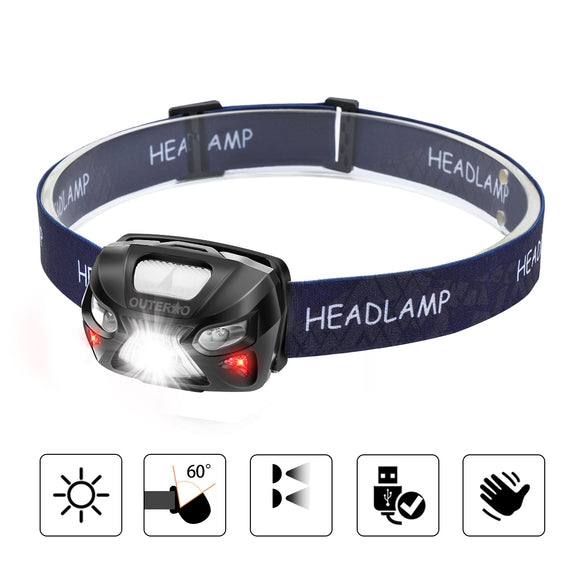 210lm,Headlamp,Modes,Rechargeable,Super,Bright,Gesture,Sensor,Light,Camping,Cycling,Walking