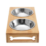 Stainless,Steel,Durable,Double,Bowls,Stand,Feeder,Water