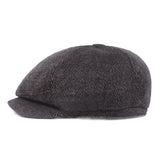 Winter,Classic,Vintage,Pinstripe,Twill,Beret,Peaked,Gentlemen