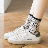 Ladies,Leopard,Print,Breathable,Jacquard,Short,Socks