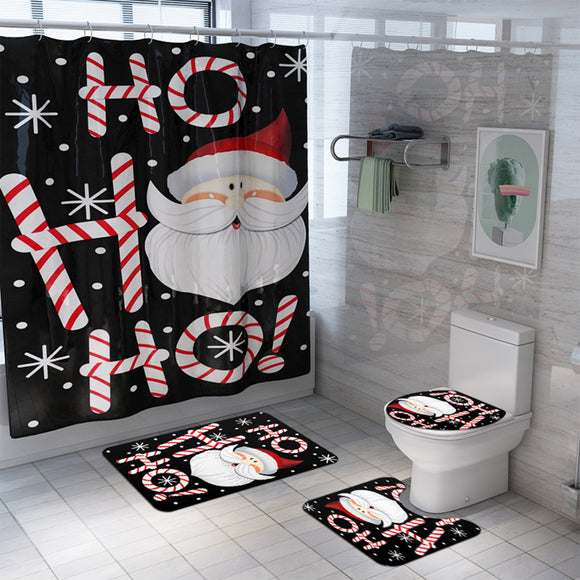 Santa,Claus,Christmas,Bathroom,Shower,Curtain,Skidproof,Toilet,Cover