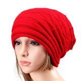 Unisex,Knitted,Crochet,Stripe,Beanie,Knitting,Foldable,Elastic,Baggy,Women