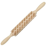Loskii,JM01691,Wooden,Christmas,Embossed,Rolling,Dough,Stick,Baking,Pastry,Christmas,Decoration