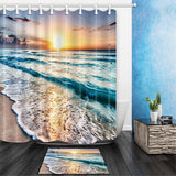 Ocean,Beach,Sunset,Polyester,Waterproof,Bathroom,Shower,Curtain,Decor