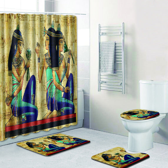 Ancient,Egypt,Print,Bathroom,Decoration,Waterproof,Shower,Curtain,Pedestal,Toilet,Cover