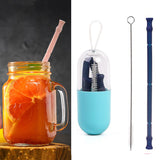 IPRee,Collapsible,Reusable,Drinking,Silicone,Straw,Premium,Folding,Drinking,Straws,Outdoor,Tableware,Cleaning,Brush