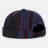 Collrown,Corduroy,Patchwork,Color,Patch,Stripe,Pattern,Casual,Fashion,Brimless,Beanie,Landlord,Skull