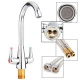 Brass,Chrome,Finish,Kitchen,Faucet,Rotate,Spout,Double,Handle,Water,Mixer