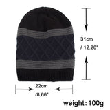 Winter,Stripe,Plaid,Velvet,Earmuffs,Knitted,Double,Layers,Slouch,Beanie
