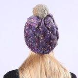 Women,Handmade,Jacquard,Mixed,Color,Rabbit,Knitted,Casual,Beanie