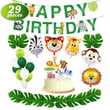 Jungle,Animal,Decorations,Happy,Birthday,Banner,Animal,Balloons,Animal,Toppers,Theme,Birthday,Party,Decorations