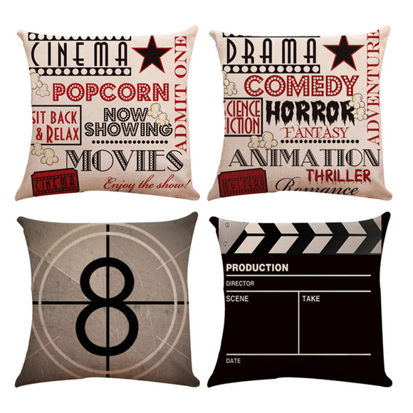 Linen,Movie,Theater,Cinema,Pillow,Cushion,Cover